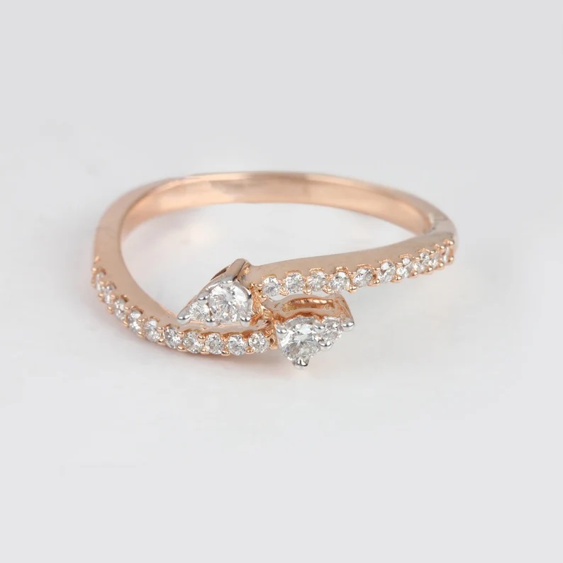 Genuine Certified Big Diamonds Band Ring 14k Rose Gold Handmade Fine Jewelry Wedding, Birthday, Thanksgiving For Your Girl Friend