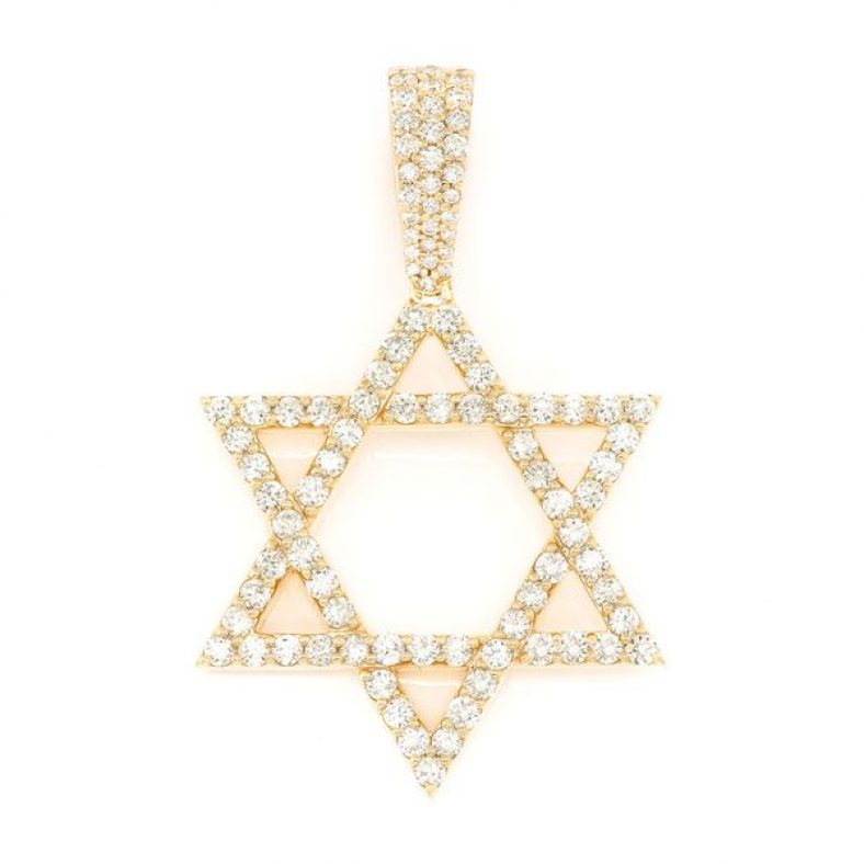 925 Sterling Silver Gold Plated Charm Star of David Pendant