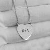 Custom Engraved Handmade Heart Shape Necklace Jewelry, Personalized Handmade Heart Necklace Initial Letter Jewelry