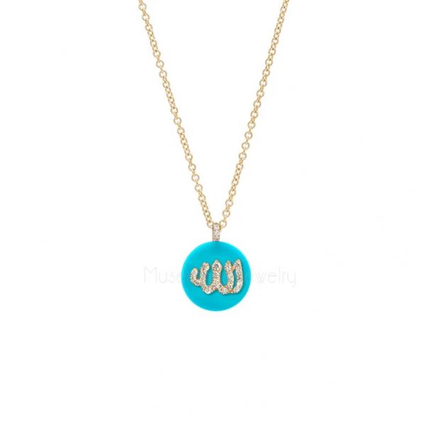 Natural Pave Diamond Gemstone Allah Charms Pendant Jewelry, Diamond Allah Necklace, Silver Chain Necklace Jewelry