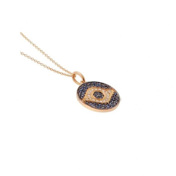 Women's 925 Sterling Silver Diamond Pavé Evil Eye Pendant Necklace, Evil Eye Diamond Necklace Jewelry