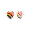 925 Sterling Silver Heart Shape Multi Rainbow Color Stud Earrings, Silver Diamond Rainbow Enamel Earrings, Handmade Enamel Earrings Jewelry