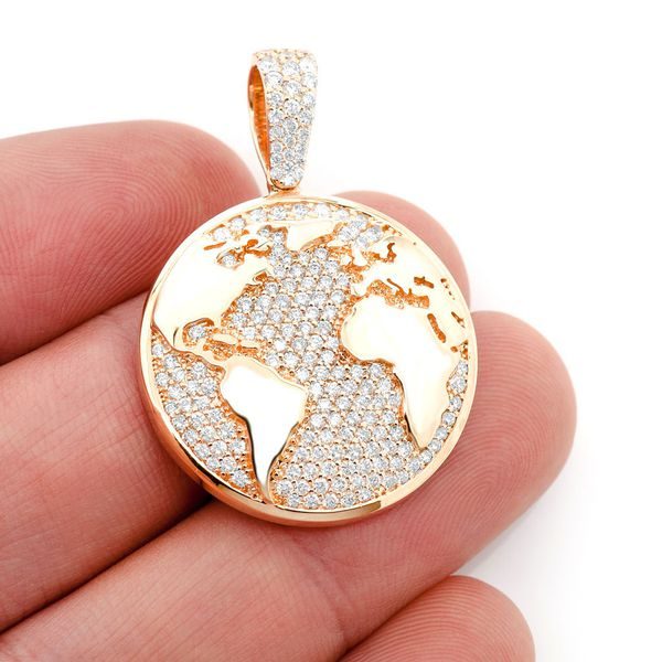 925 Sterling Silver Gold Plated Globe Pendant Charm jewelry