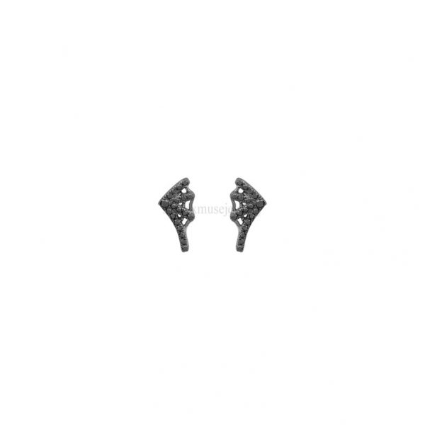 925 Sterling Silver Black Cob Web Stud Earrings, Silver Black Cob Web Earrings, Handmade Black Cob Web Earrings Jewelry For Women's