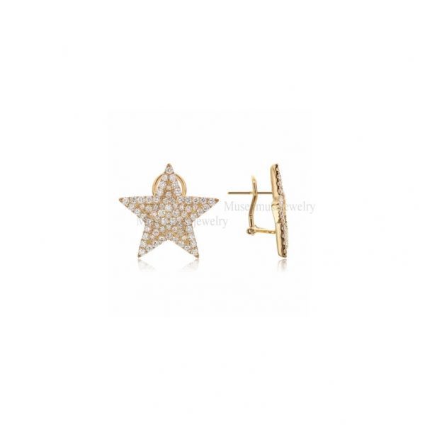 Natural Pave Diamond Star Stud Earrings 925 Sterling Silver Handmade Jewelry Gift For Women's