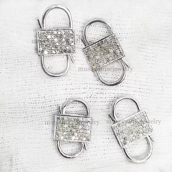 925 Sterling Silver Pave Diamond Padlock, Silver Padlock, Silver Padlock Pendant Charm Jewelry, Diamond Handmade Padlock Jewelry