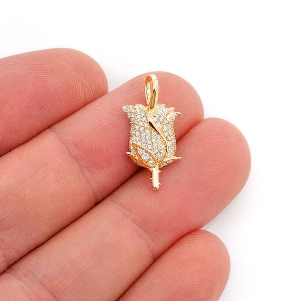 925 Sterling Silver Rose Pendant Handmade jewelry Gold Plated Rose Pendant Jewelry
