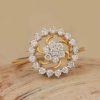 14K Yellow Gold Floral Statement Ring Handmade Fine Engagement Jewelry Anniversary Gift For Her