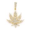 925 Sterling Silver Gold plated Weed Leaf Pendant Silver Charm Pendant