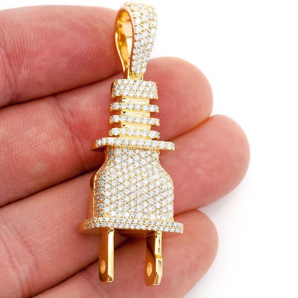 925 Sterling Silver Plug Pendant Designer Gold Plated Charm Jewelry Wholesale