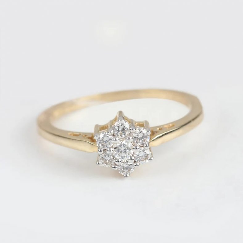14k Yellow Gold Handmade Fine Jewelry Diamond Engagement Ring Wedding, Birthday, Anniversary Gift For Her