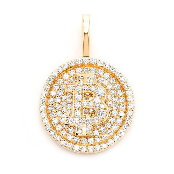925 Sterling Silver Bitcoin Pendant Gold Plated Charm Jewelry