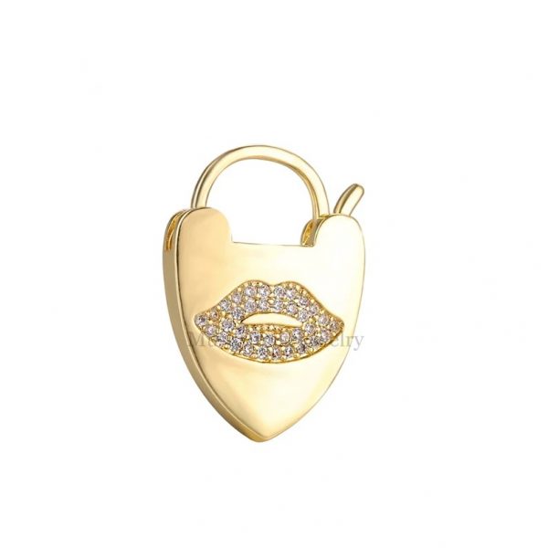 Ruby Lips Gemstone Handmade Sterling Silver Padlock Jewelry, Padlock Clasp lock, Silver Lock Jewelry