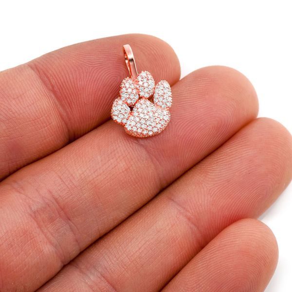 925 Sterling Silver Paw Pendant Gold Plated Charm jewelry Handmade Pendant