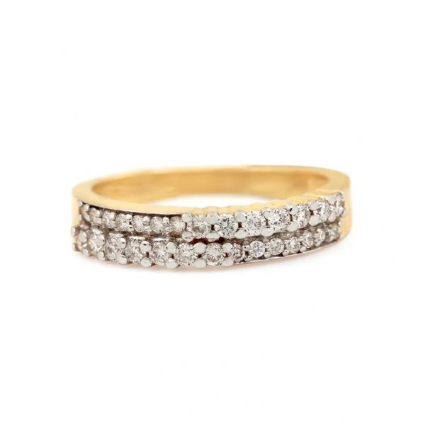 14K Yellow Gold Pave Diamond Ring Handmade Fine Jewelry Wedding, Birthday, Anniversary Gift For Her