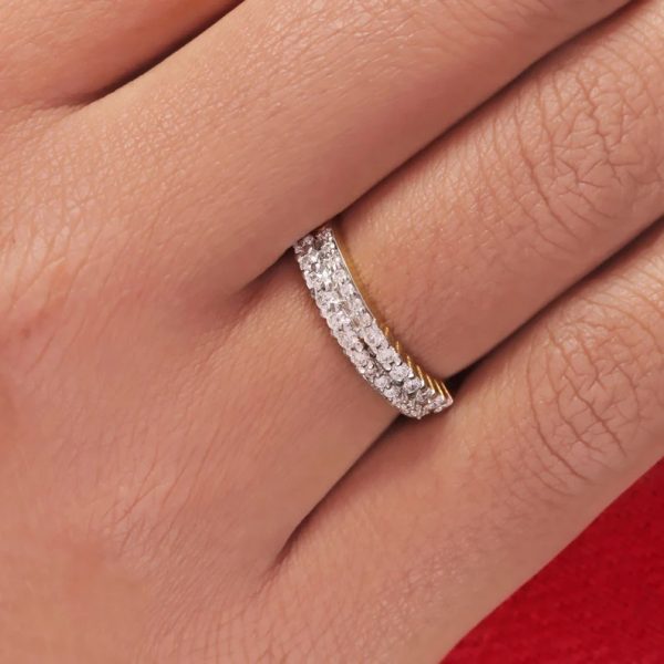 14K Yellow Gold Pave Diamond Ring Handmade Fine Jewelry Wedding, Birthday, Anniversary Gift For Her