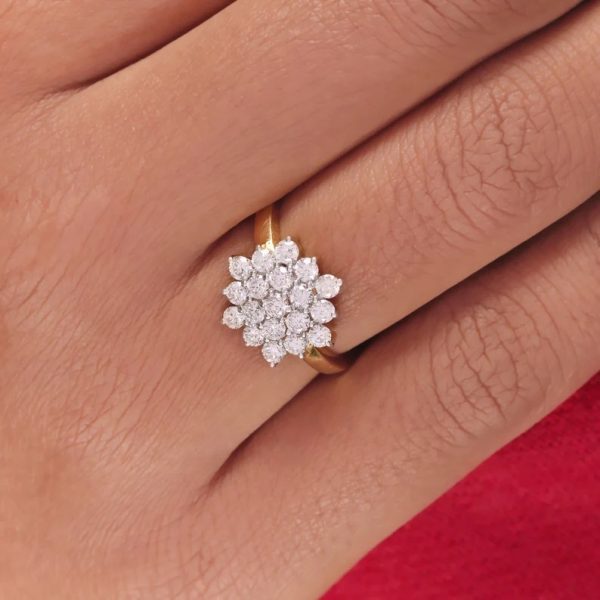 14K Yellow Gold Pave Diamond Delicate Ring Handmade Fine Jewelry Wedding Gift For Woman's