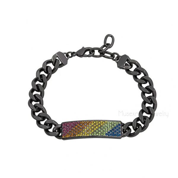 925 Sterling Silver Handmade rainbow Multisapphire Bracelet, Black Rhodium Bracelet, Silver bracelet, Bracelet for Women's