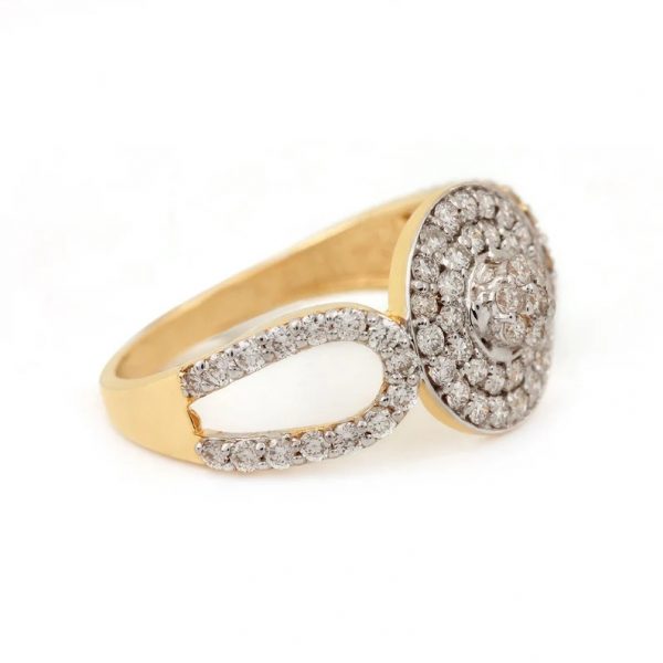 14K Yellow Gold Pave Diamond Delicate Ring Handmade Fine Jewelry Wedding, Birthday Gift For Her