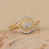 14K Yellow Gold Pave Diamond Delicate Ring Handmade Fine Jewelry Wedding, Birthday, Anniversary Gift For Her
