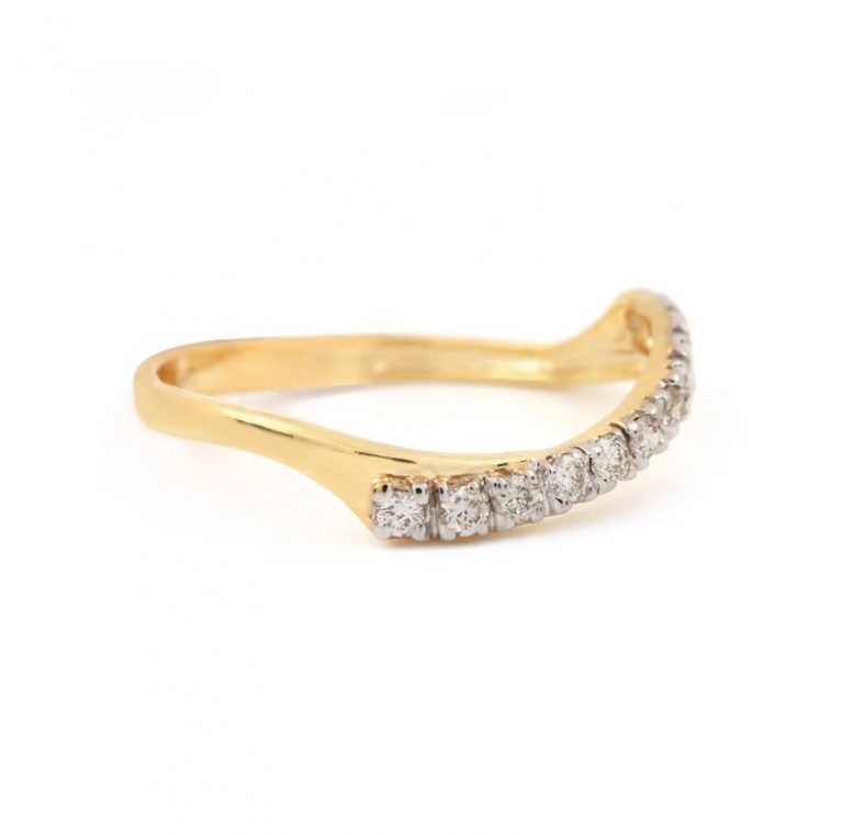 14K Yellow Gold Pave Diamond Delicate Ring Handmade Fine Jewelry Wedding, Birthday Gift For Her