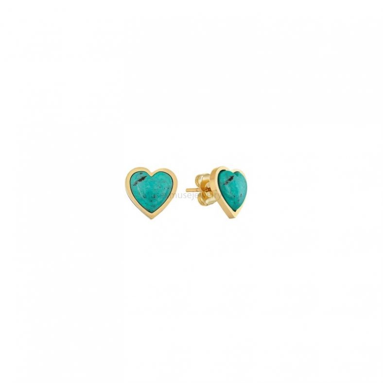 Handmade Natural Turquoise Heart Stud Earrings, Silver Turquoise Stud, Turquoise Stud Earrings For Women, Silver Stud Earrings