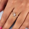 14K Yellow Gold Pave Diamond Solitaire Ring Handmade Fine Jewelry Wedding, Birthday Gift For Her