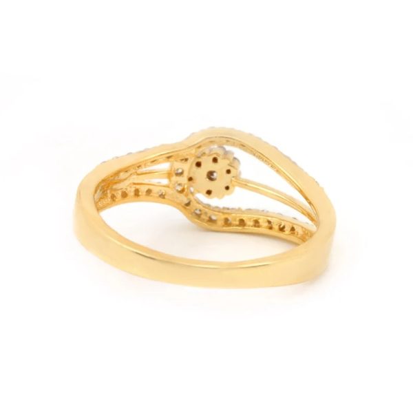 14K Yellow Pave Diamond Gold Solitaire Ring Handmade Fine Jewelry Wedding, Birthday, Anniversary Gift For Her