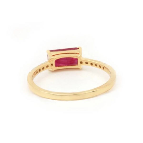 14K Yellow Gold Diamond Statement Ruby Ring Handmade Fine Jewelry Wedding, Birthday Gift For Her