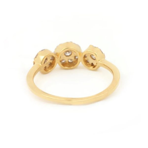 14K Yellow Gold Diamond Floral Design Statement Ring Handmade Fine Jewelry Wedding, Birthday Gift For Her