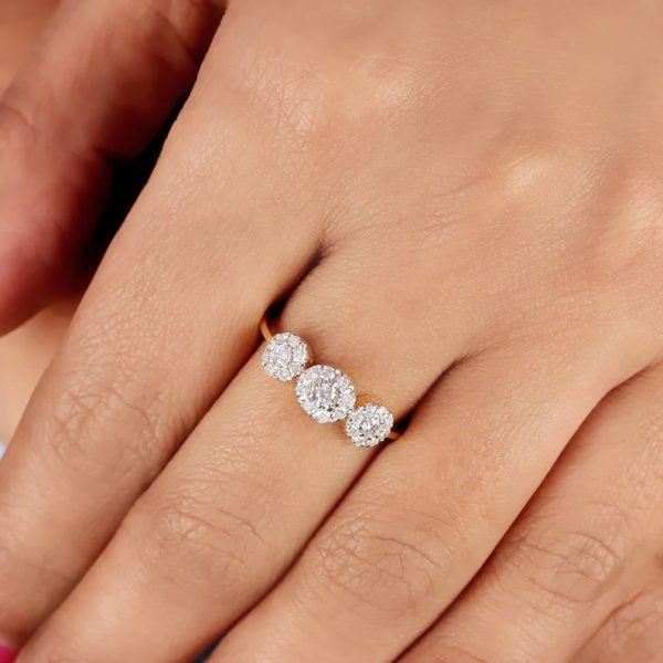 14K Yellow Gold Diamond Floral Design Statement Ring Handmade Fine Jewelry Wedding, Birthday Gift For Her