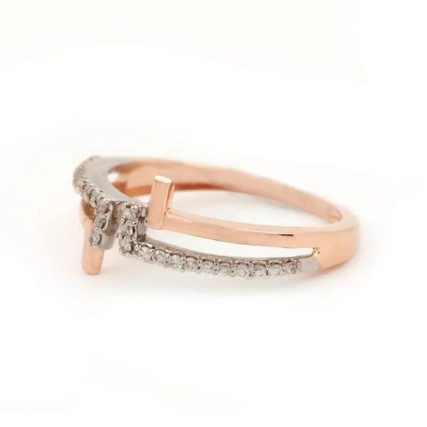 14K Rose Gold Pave Diamond Wedding Delicate Cuff Ring Handmade Fine Jewelry Wedding, Birthday Gift For Her