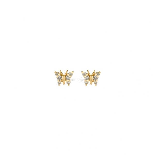 14k Gold Natural Pave Diamond Butterfly Shape Stud Earrings, Butterfly Stud, 14k Diamond Butterfly Stud Earrings For Women's