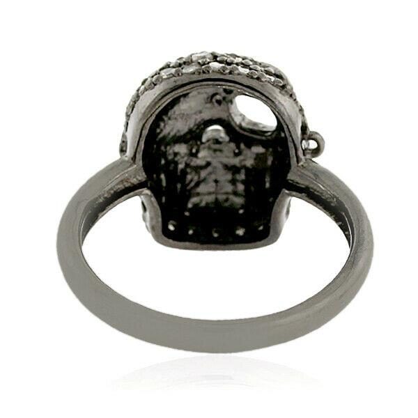 925 Sterling Silver Pave Diamond Skull Statement Ring Jewelry Sale