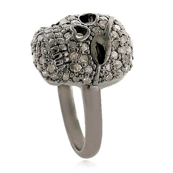 925 Sterling Silver Pave Diamond Skull Statement Ring Jewelry Sale