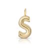 14k Gold Helium Solid Outline Initial Charm, Gold Initial Letter Charm, Handmade Gold Initial Letter Charm pendant Jewelry