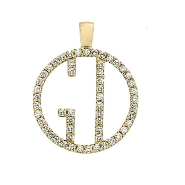 Gold Diamond Pendant, Pave Diamond Pendant, Solid 14k Gold Yellow Pendant, Solid Gold Charm Pendant, Diamond Pendant Wedding Gift