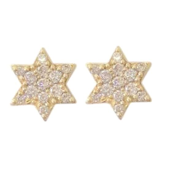 Pave Diamond Earings, Diamond Pave Star Earrings, 14k Solid Yellow Gold Star Mini Earrings, Solid Gold Mini Star Studs, Diamond Studs Women