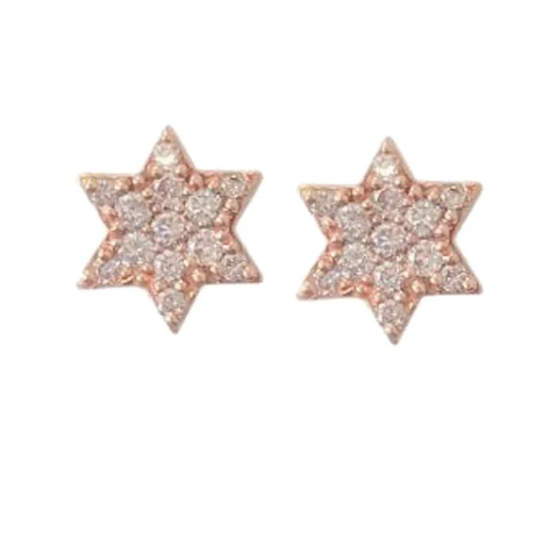 Pave Diamond Earings, Diamond Pave Star Earrings, 14k Solid Yellow Gold Star Mini Earrings, Solid Gold Mini Star Studs, Diamond Studs Women