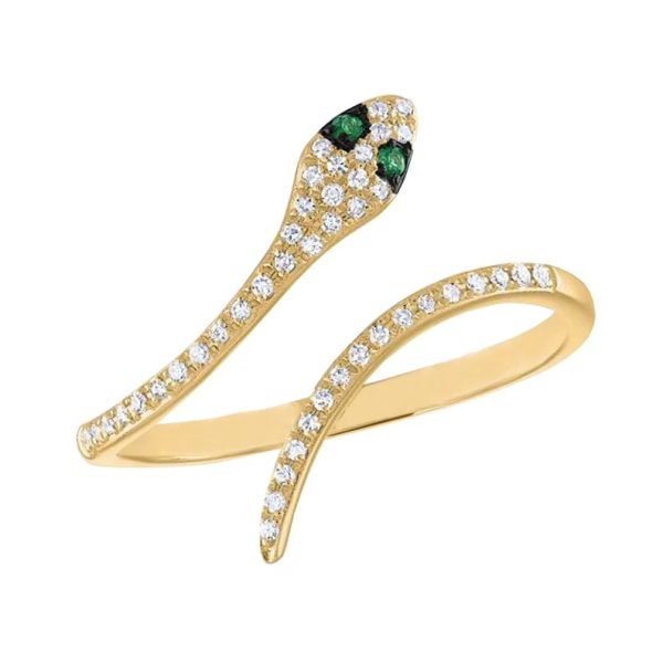 Pave Diamond Ring, Diamond Snake Ring, Emerald Gemstone Snake Ring, Diamond Gemstone Snake Ring, Gold Gemstone Snake Ring for Women