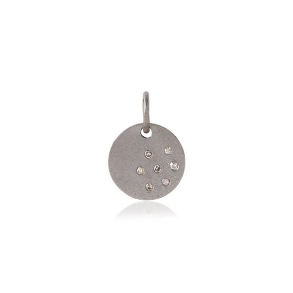 Minimal diamond pendant necklace sterling silver. Round shape diamond pendant for casual wear in silver 925. Pendant for girls and women.