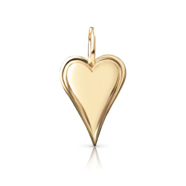 14k Gold Helium Outline Heart Charm, Gold Heart Charm Pendant, Handmade Gold Heart Charm Pendant Jewelry