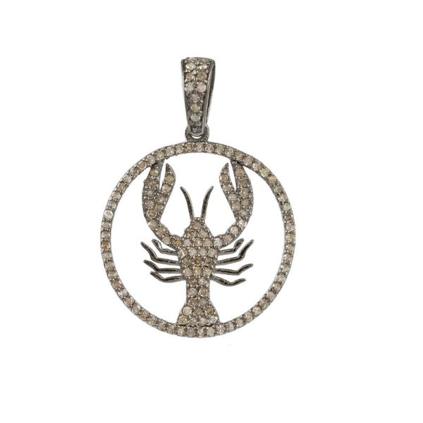 925 Sterling Silver Pendant, Pave Diamond Pendant, Diamond Pave Scorpion Pendant, Diamond Pave Insect Charm Pendant Gift for Women