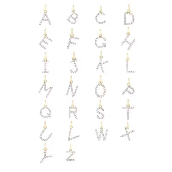 Pave Diamond Alphabet K Charm, 14k Yellow Gold Letter Charm, Pave Diamond Initial Letter "K" Pendant , Word Name Charm Birhtday Gift