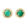 Pave Diamond Stud Earrings, Diamond Minimalist Stud Earrings, 14k Yellow Gold Circle Stud Earrings, Malachite Gemstone Stud Earrings