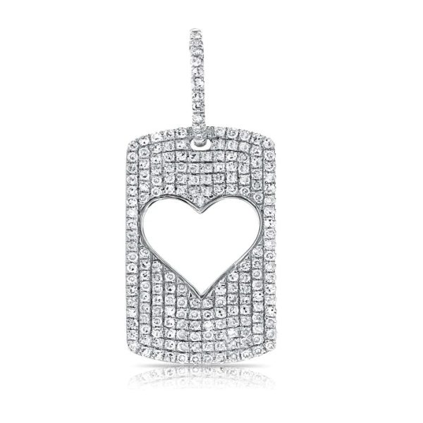 Pave Small Cutout Heart DogTag Charm