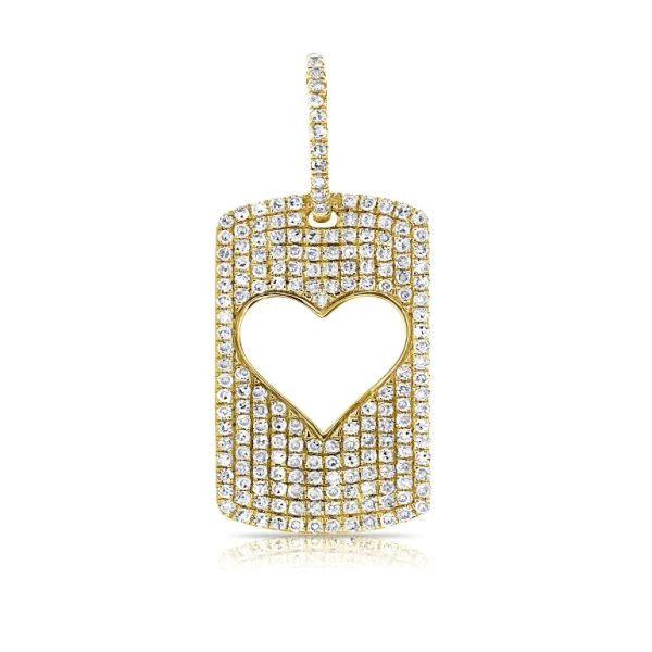 Pave Small Cutout Heart DogTag Charm