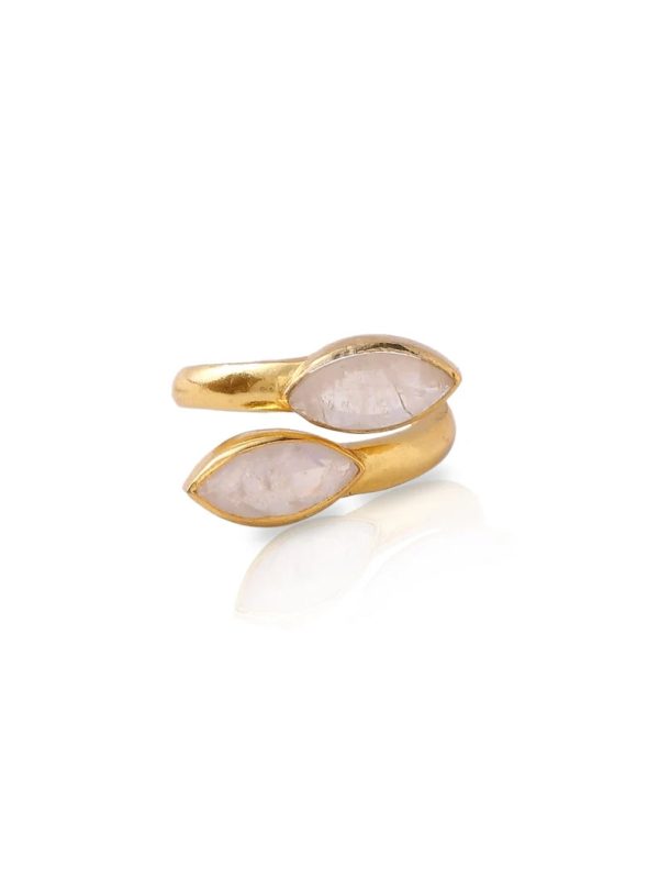 Moonstone ring gold. Designer ring for women in silver 925. Gold plated silver ring for women. Casual design ring in solid silver.