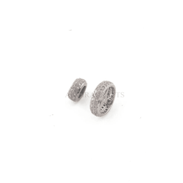 Diamond Spacer Findings, Silver Roundels Beads Jewelry, Pave Diamond Findings Jewelry, Diamond Findings