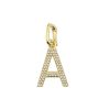 14k Gold Double Pave Row Large Diamond Initial Charm, Gold Double Pave Diamond Row Initial Letter Charm, Handmade Initial Letter Diamond Pendant Jewelry